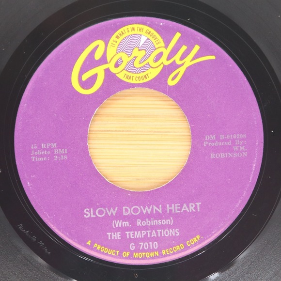 TEMPTATIONS - SLOW DOWN HEART / PARADISE  - SOUL 45 GORDY